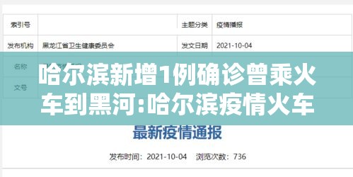 哈尔滨新增1例确诊曾乘火车到黑河:哈尔滨疫情火车通车了吗