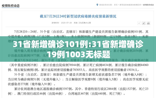 31省新增确诊101例:31省新增确诊19例1003无标题