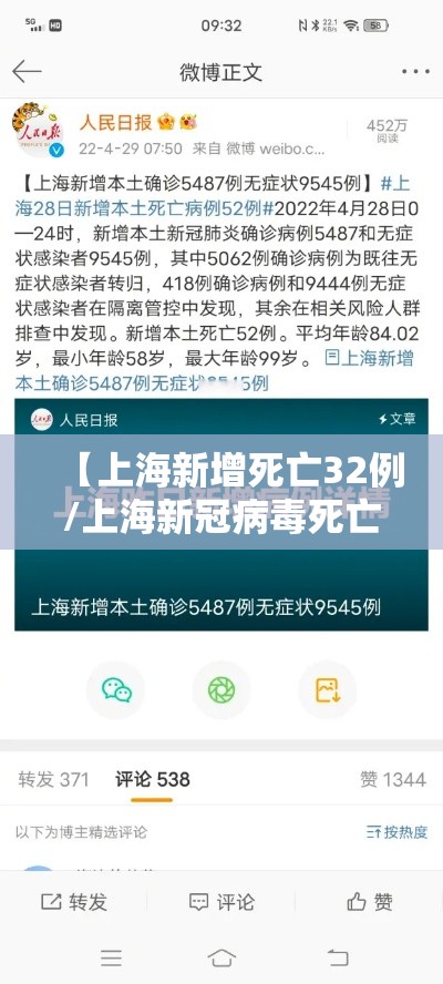 【上海新增死亡32例/上海新冠病毒死亡几例】