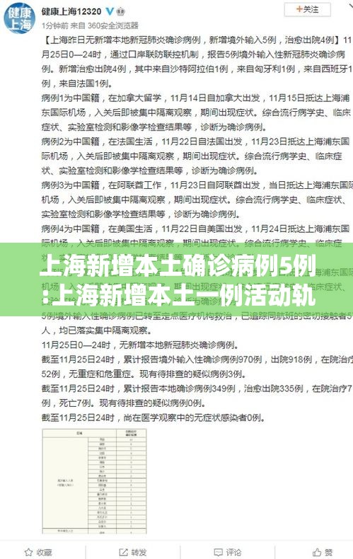 上海新增本土确诊病例5例:上海新增本土一例活动轨迹